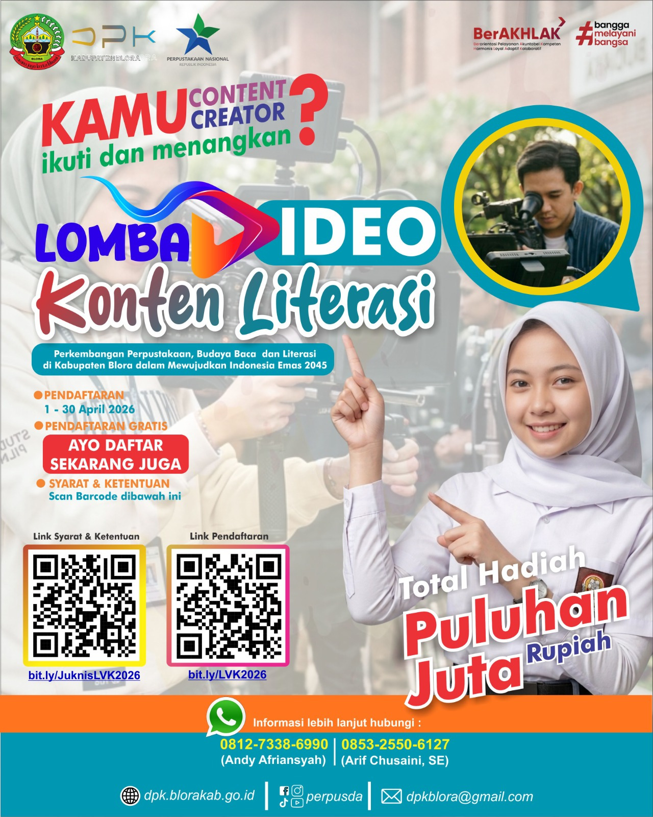 DPK Blora Gelar Lomba Video Literasi 2026, Hadiah Puluhan Juta